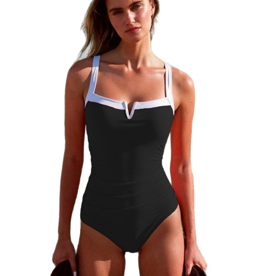 Damen Hochwertiger Badesuit mit modischem V-Ausschnitt Drune