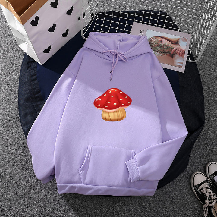 Damen nan leichter Oversize Kapuzenpullover mit Herz‑EKG‑Motiv, langen Kordeln und elastischem Bund Drune