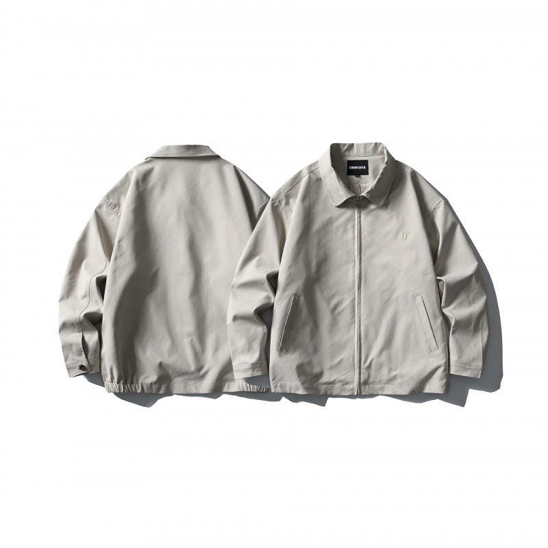 Herren Leichte Boxy-Zipjacke mit Hemdkragen und schrägen Eingrifftaschen Drune
