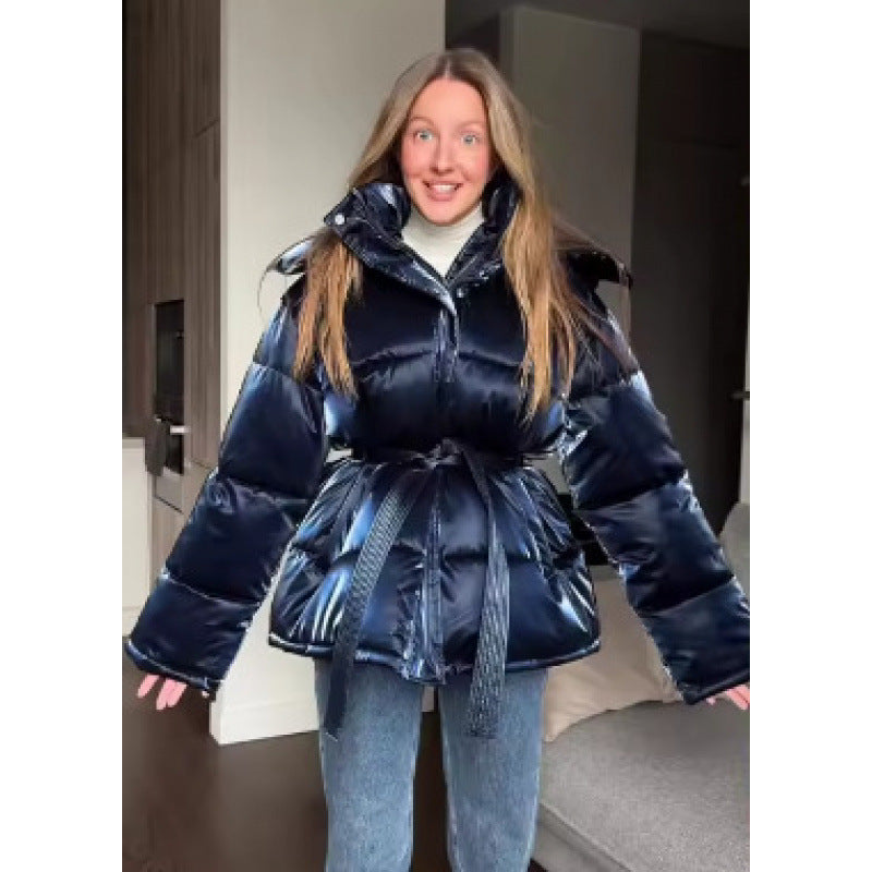 Damen Stepp-Winterjacke mit Taillenkordel und hohem Stehkragen Drune