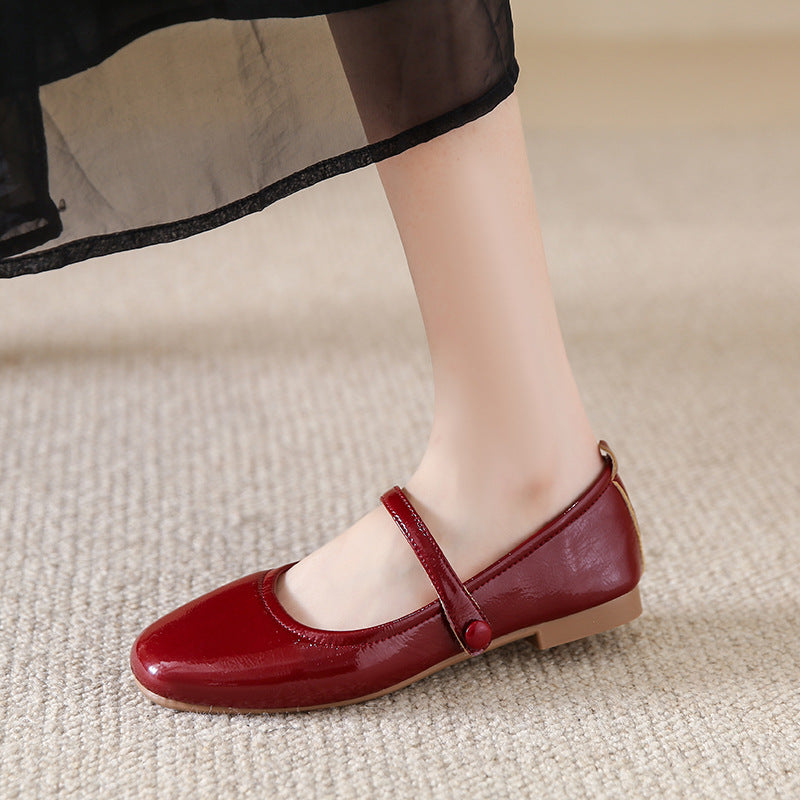 Damen Ballerina-Schuhe mit elegantem Riemen und schimmerndem Obermaterial Drune