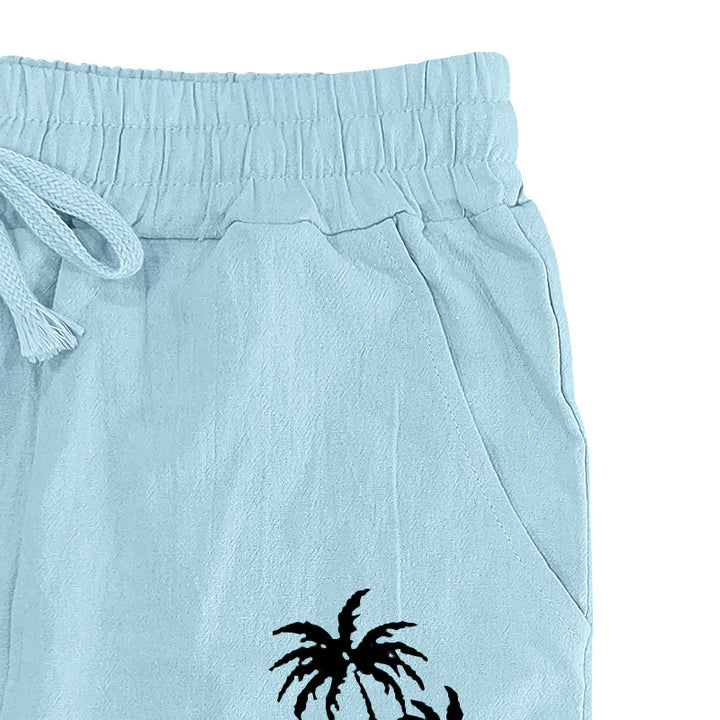 Herren lässige Strandhose aus leichtem, atmungsaktivem Material mit Gummizug und seitlichen Taschen Drune