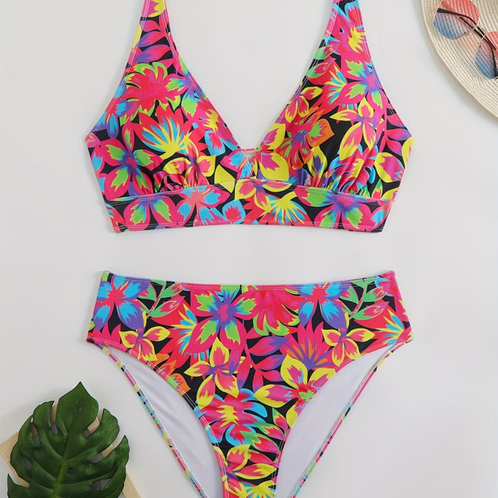 Damen Bikiniset mit auffälligem floralem Design und komfortablem Schnitt Drune