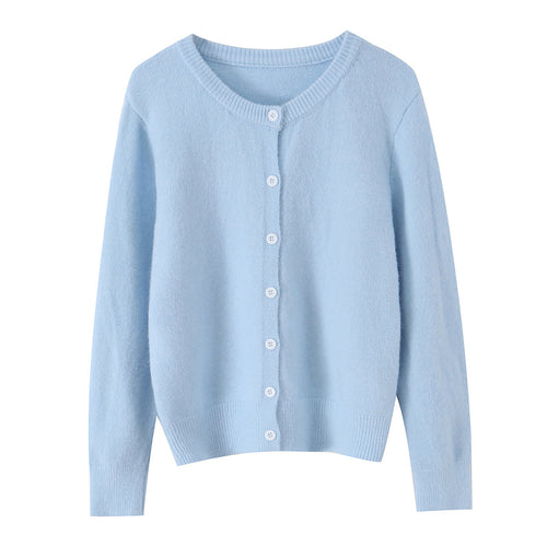 Damen Feinstrick-Cardigan mit Rundhals und durchgehender Knopfleiste Drune