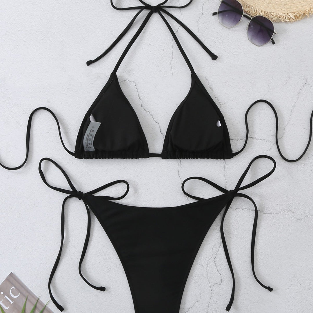 Damen Klassischer Triangel-Bikini mit verstellbaren Bindebändern Drune