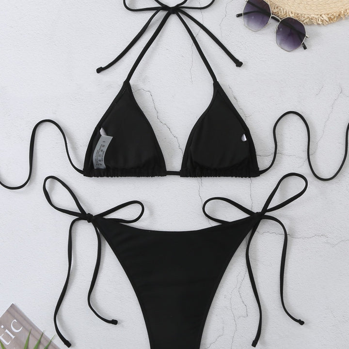 Damen Klassischer Triangel-Bikini mit verstellbaren Bindebändern Drune