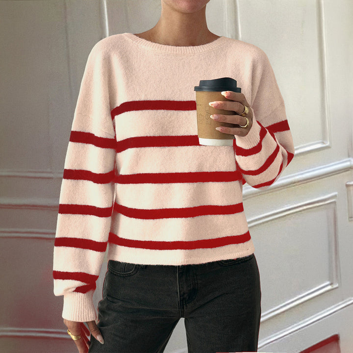 Damen nan oversized Mohair-Strickpullover mit weitem Carmen-Boat-Ausschnitt und flauschiger Struktur Drune
