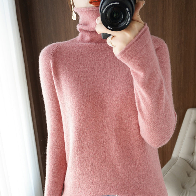 Damen Weicher Rollkragenpullover aus Kaschmir‑Look mit Daumenloch und figurbetonter Silhouette Drune