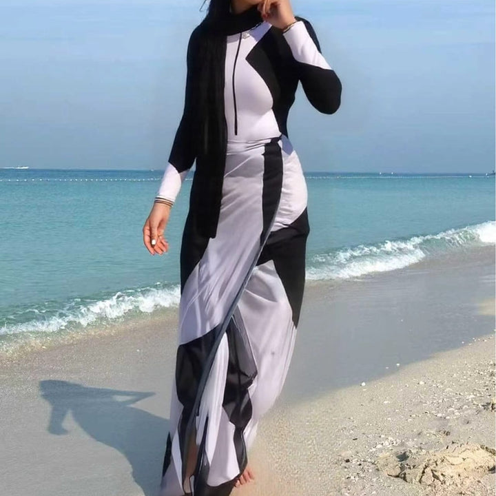 Damen modischer UV-Schutz-Schwimmanzug mit langen Ärmeln Drune