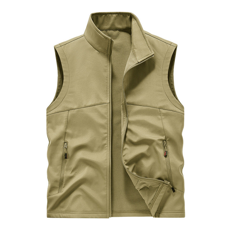 Herren atmungsaktive Softshell-Outdoorweste mit hochschließendem Stehkragen und fleecegefütterter Innenseite Drune