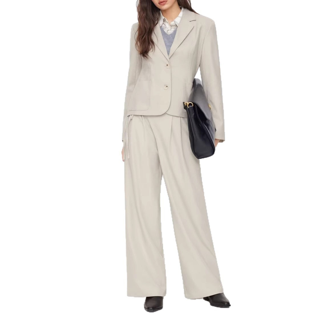 Damen Weite Nadelstreifen-Hose mit Wickel-Taille Drune