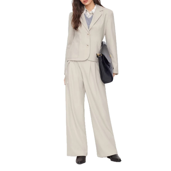 Damen Weite Nadelstreifen-Hose mit Wickel-Taille Drune