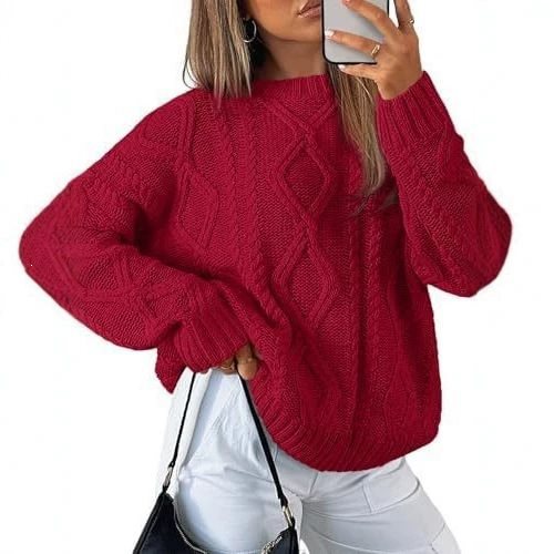 Damen Grobstrickpullover im Zopfmuster mit lässigem Oversize-Schnitt Drune