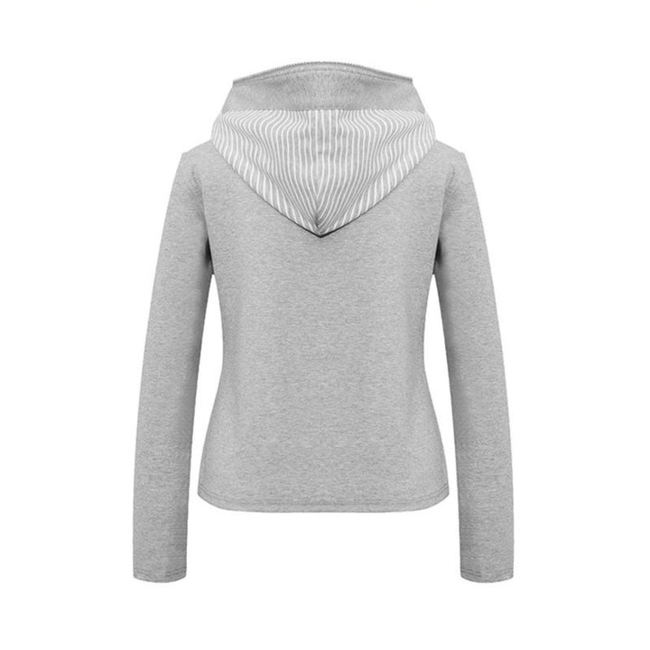 Damen taillierte Kapuzen‑Sweatjacke mit dekorischer Doppelreihe und Metallknöpfen Drune