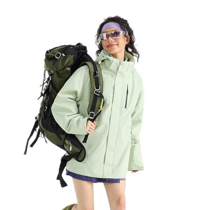 Damen Leichte wasserdichte Parka-Kapuzenjacke mit versiegelten Nähten und Kordelzug Drune