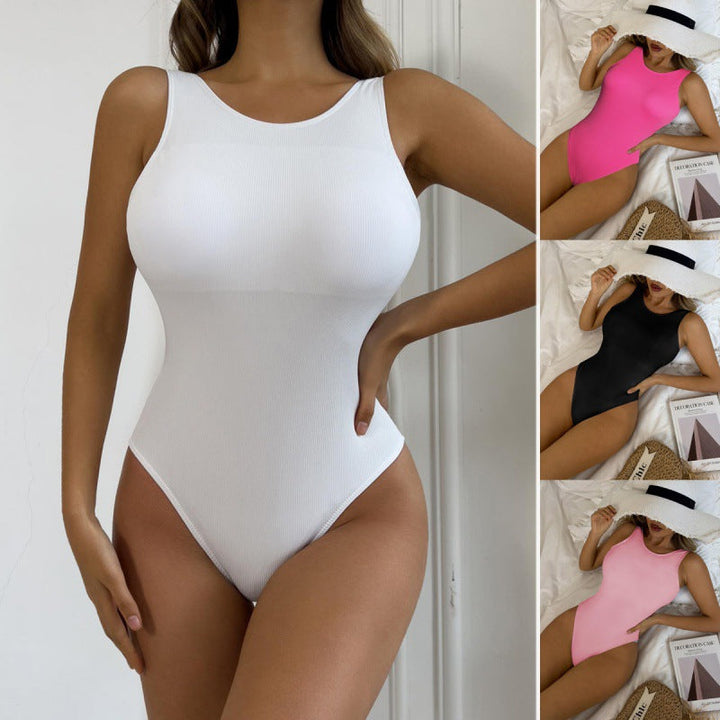Damen Einteiler Badeanzug mit modernen Rippstrukturen und flexiblem Schnitt Drune