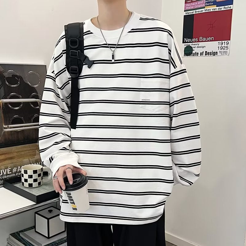 Herren Lässiges Langarmshirt mit eleganter Streifenoptik Drune