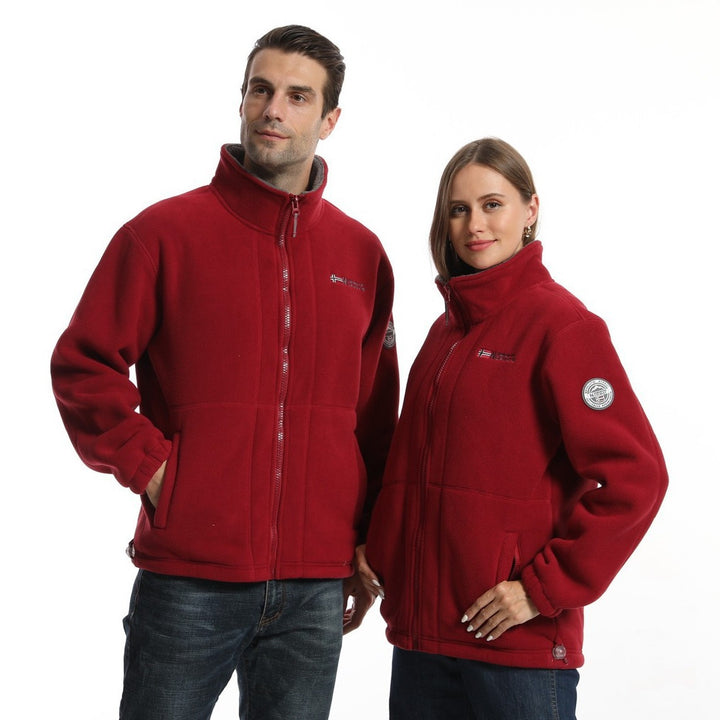 Herren nan Fleecejacke mit Stehkragen, durchgehendem Reißverschluss, zwei Eingrifftaschen und elastischen Bündchen Drune
