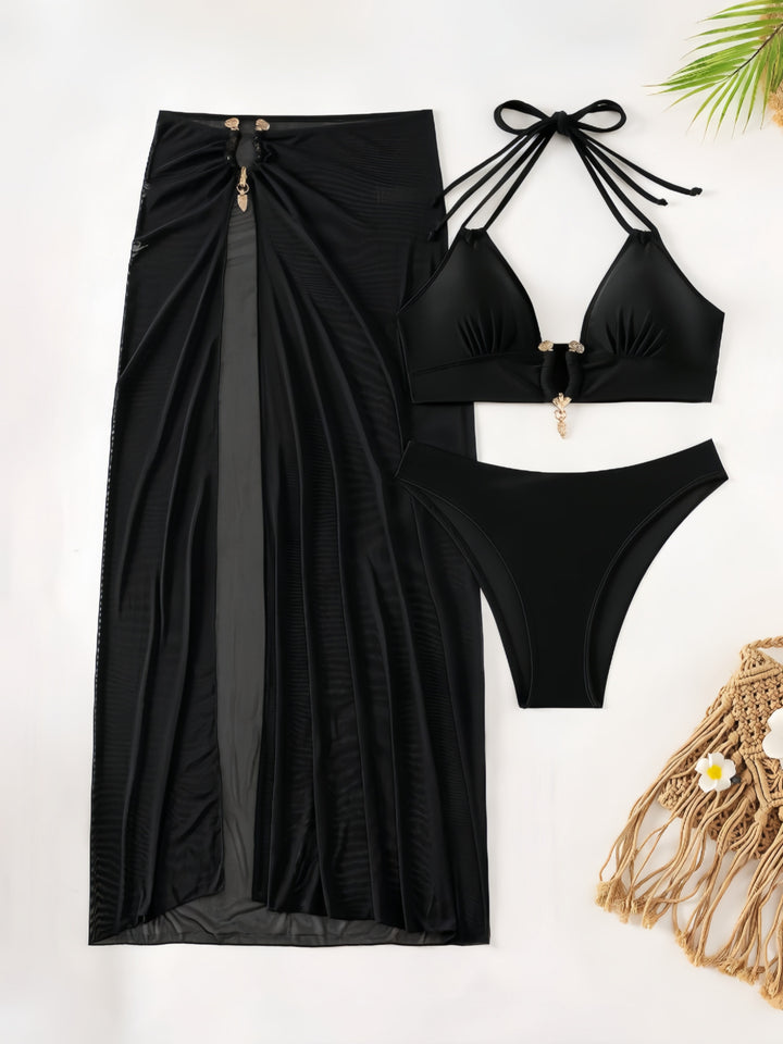 Damen Bikiniset mit transparentem Maxirock Drune