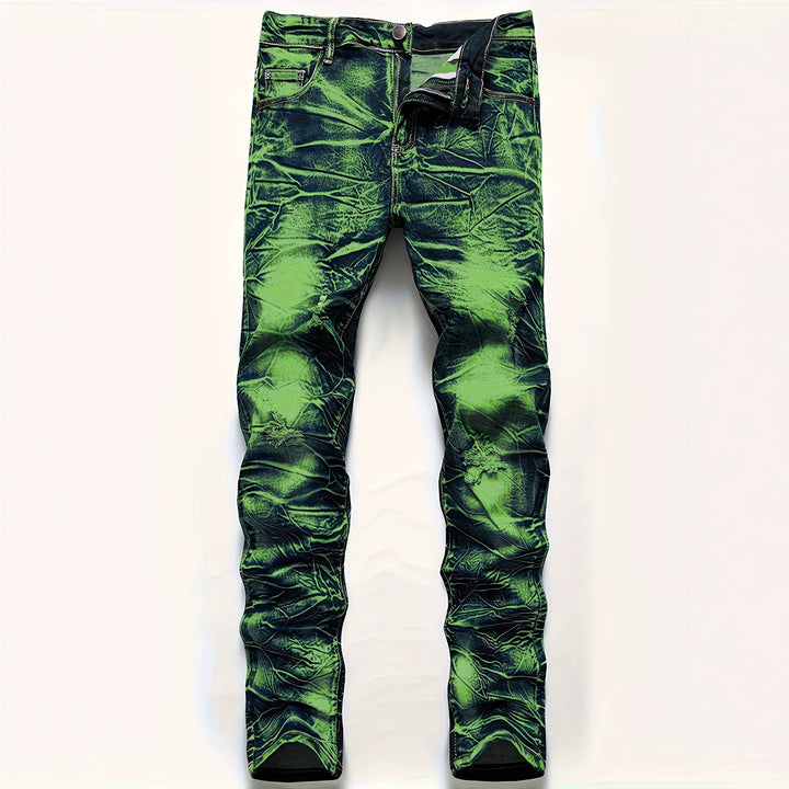 Herren Modische Slim-Fit Jeans im Used-Look Drune