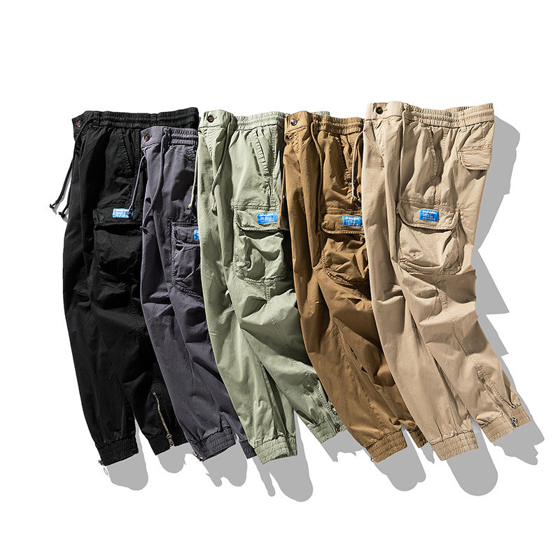 Herren Konisch geschnittene Utility-Cargo-Jogginghose mit Tunnelzugbund, Klapptaschen und Knöchelreißverschlüssen Drune