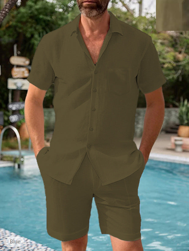 Herren luftiges Kurzarmhemd und Shorts Set Drune