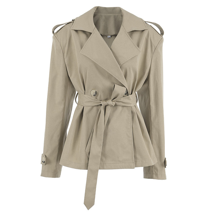 Damen Oversized Trenchcoat mit breitem Kragen und dekorativen Knopfdetails Drune