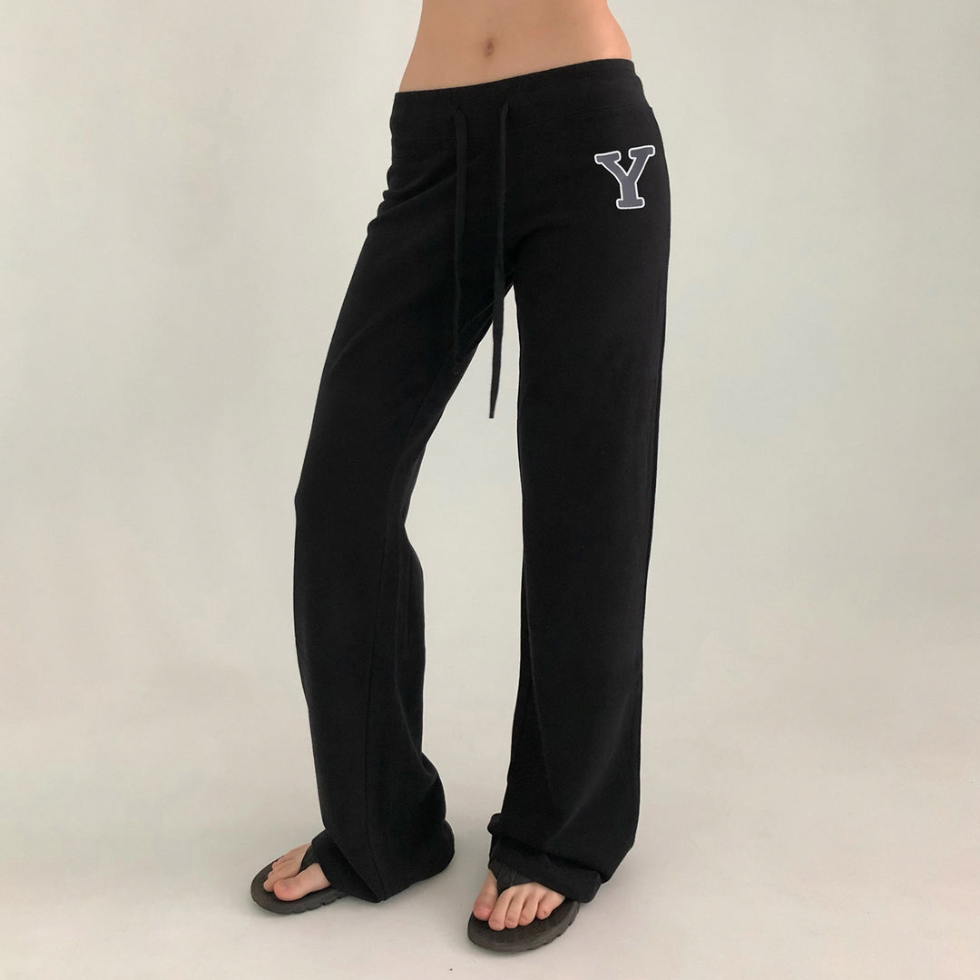 Damen Weiche High‑Waist Lounge‑Hose mit weitem Bein, Tunnelzug und dezentem Markenstick Drune