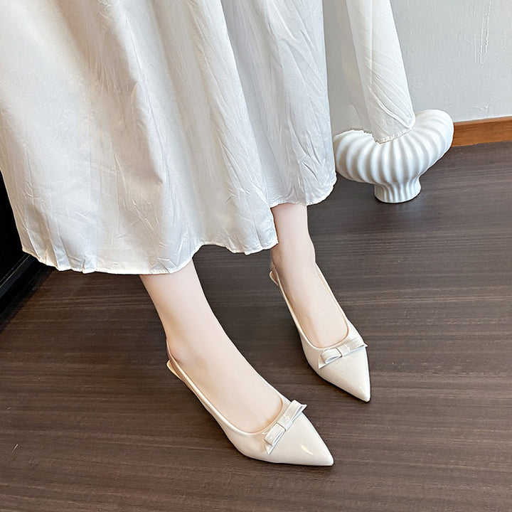 Damen Elegante Spitzenzehen Slingback Absatzschuhe mit Schleifendetail Drune