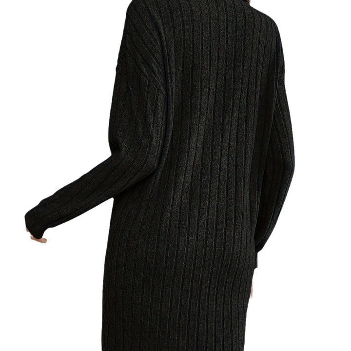 Damen Elegantes gestricktes Minikleid mit hohem Kragen Drune