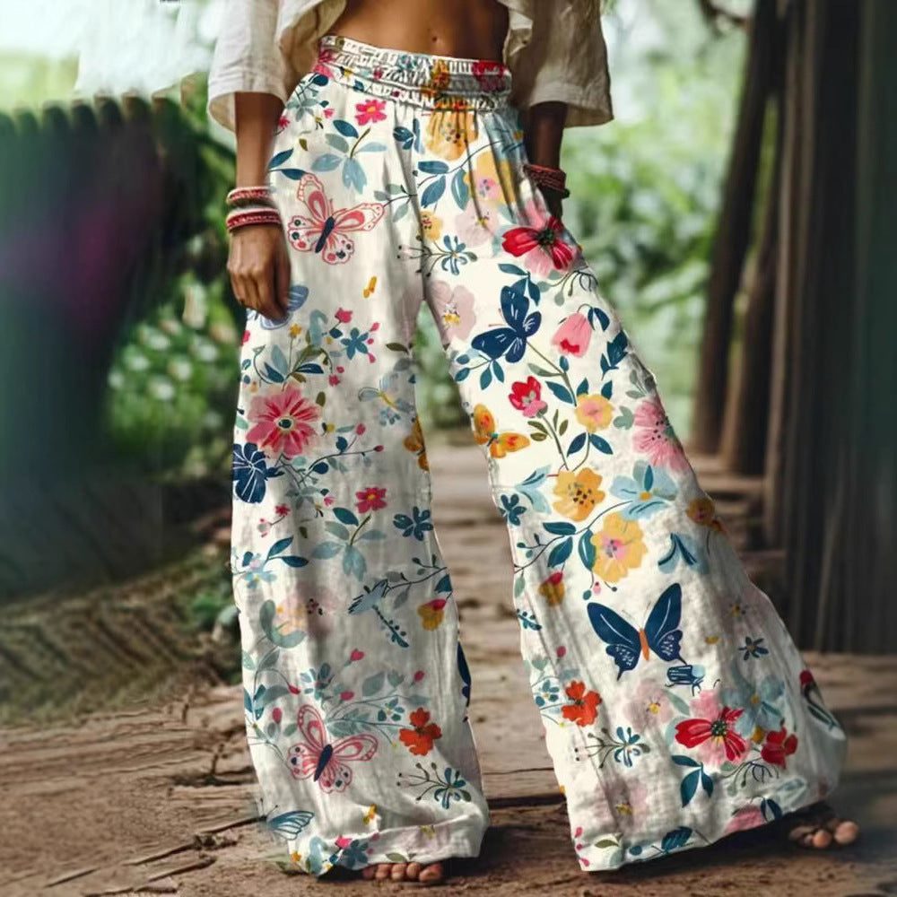 Damen Weite Palazzohosen mit floralem Druck Drune