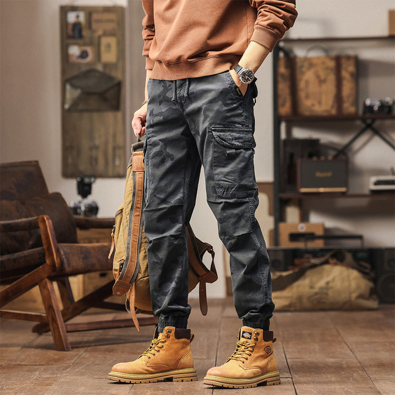 Herren Military-Style Cargo-Jogger aus Baumwollmix mit elastischem Tunnelzugbund und modularen Klappentaschen Drune