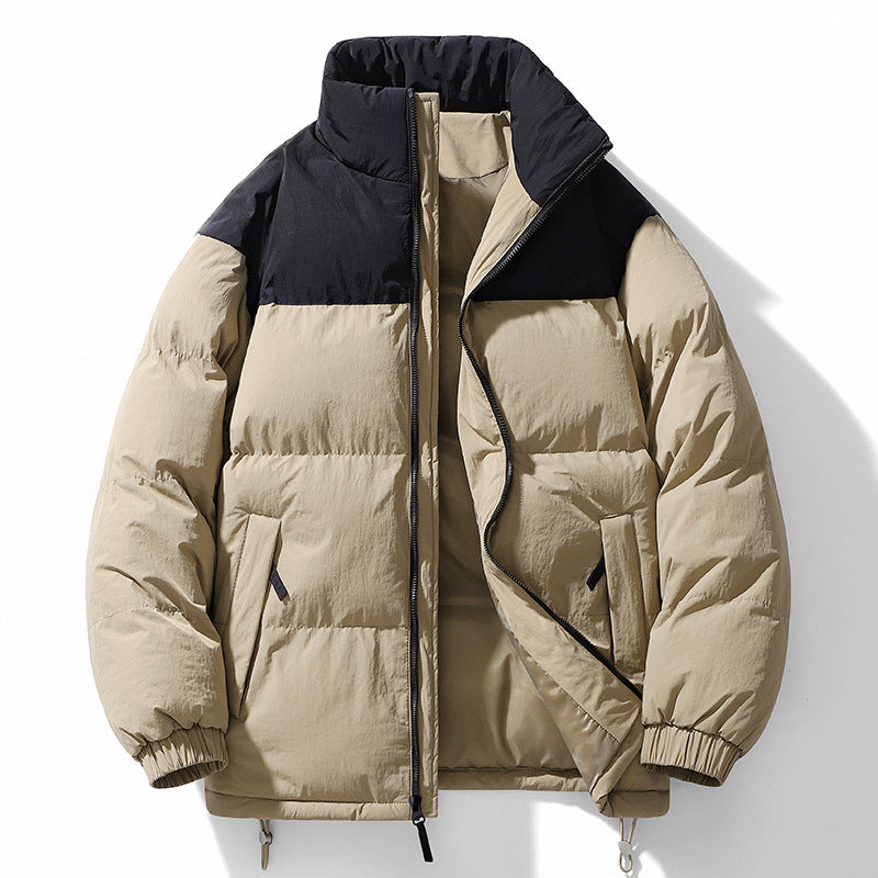 Herren gesteppte Thermo-Steppjacke mit hohem Stehkragen, Zwei-Wege-Reißverschluss und Kordelzugsaum Drune