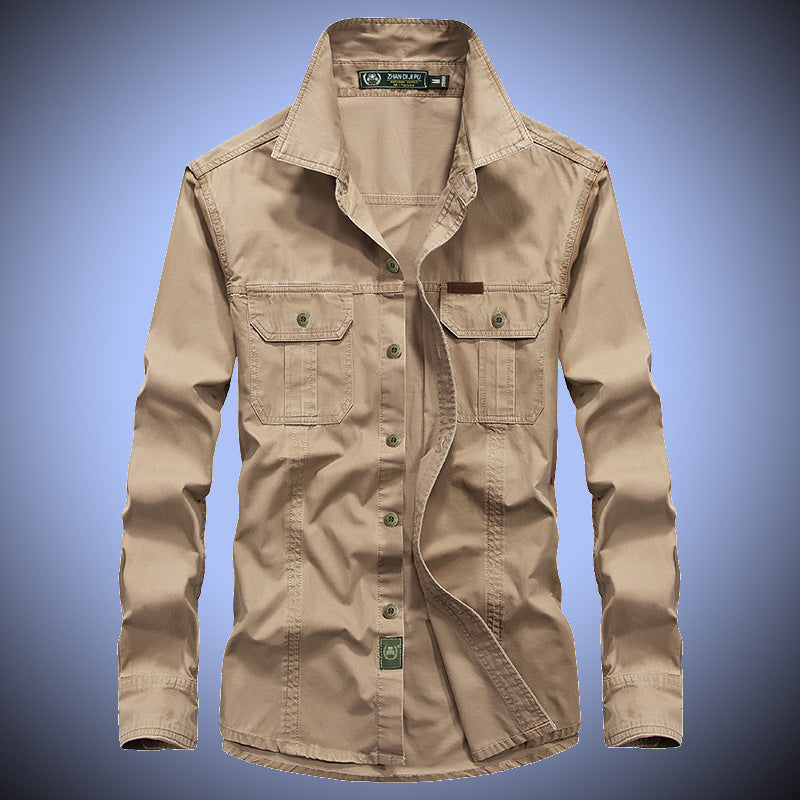 Herren Canvas-Overshirt mit Brustklappen und robustem Baumwollmix Drune