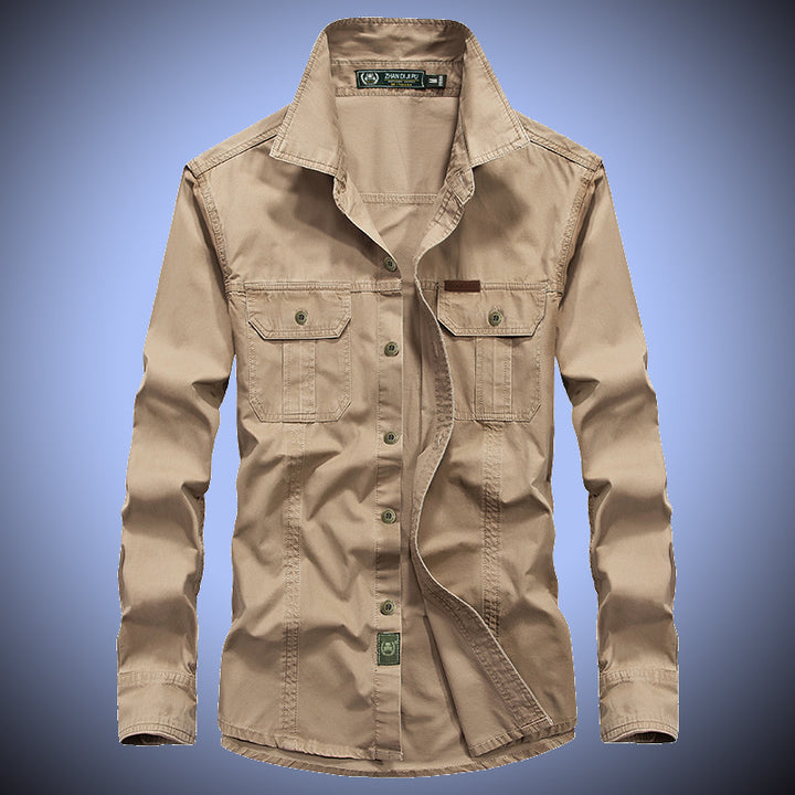 Herren Canvas-Overshirt mit Brustklappen und robustem Baumwollmix Drune
