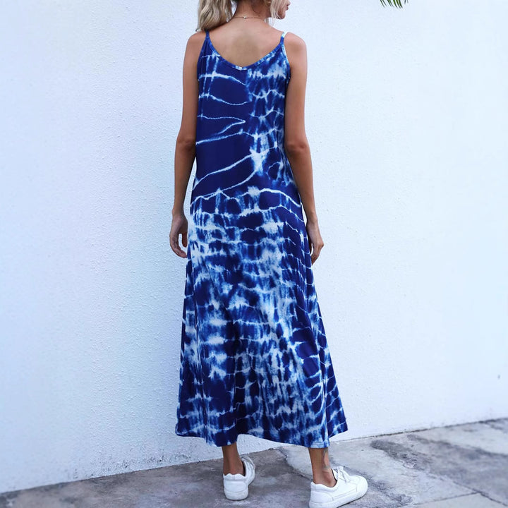 Damen Langes Sommerkleid aus elastischem Jersey mit asymmetrischem Schnitt und praktischen Taschen Drune