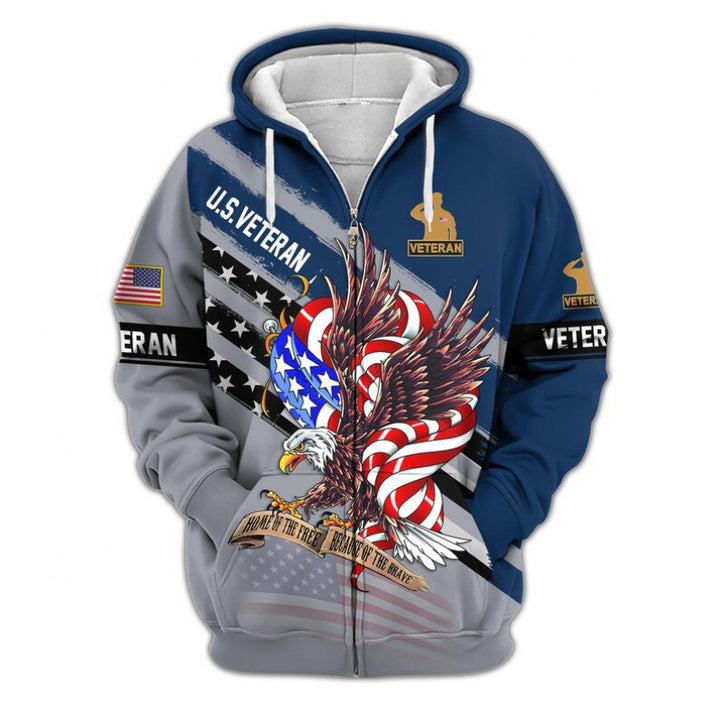 Herren Kapuzensweater mit amerikanischem Veteranenmotiv Drune