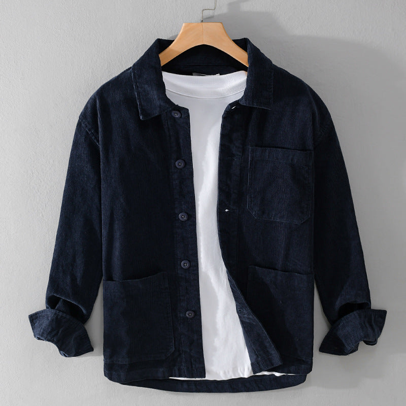 Herren Cord-Überhemdjacke mit aufgesetzten Taschen und legerem Schnitt Drune