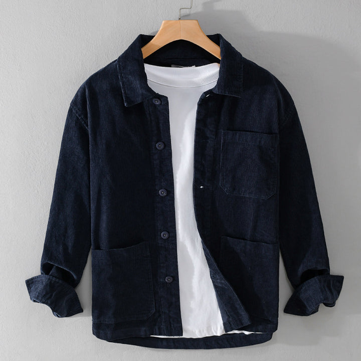 Herren Cord-Überhemdjacke mit aufgesetzten Taschen und legerem Schnitt Drune