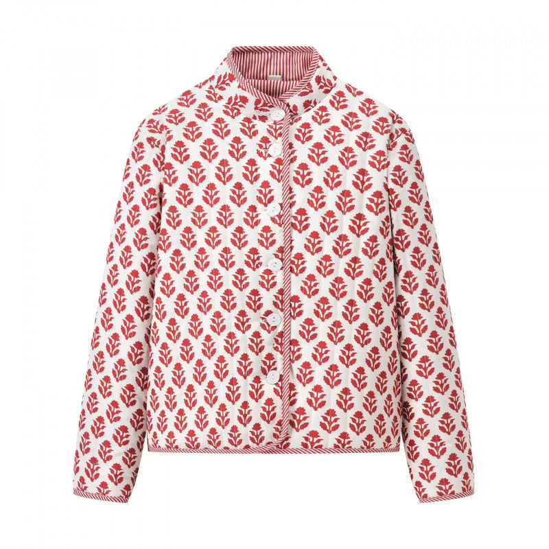 Damen Steppjacke mit floralem Muster und bequemem Schnitt Drune