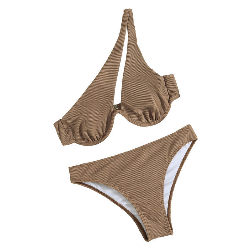 Damen Designer-Bikini mit asymmetrischen Trägern und voluminösen Rüschen Drune
