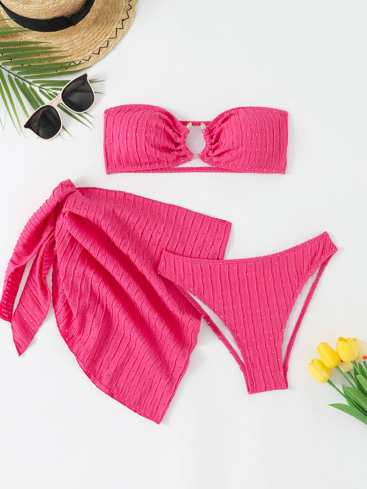 Damen Bandeau Bikini mit eleganter Raffstruktur Drune