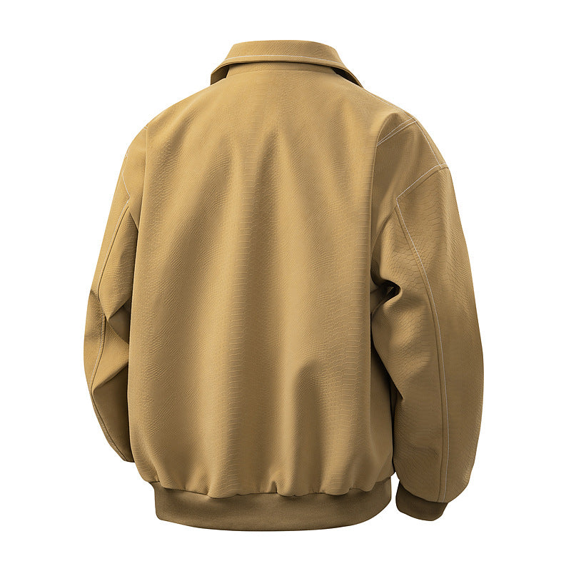 Herren Boxige Utility-Bomberjacke mit aufgesetzten Pattentaschen, verdecktem Zwei-Wege-Reißverschluss & strukturierter Canvas-Optik Drune