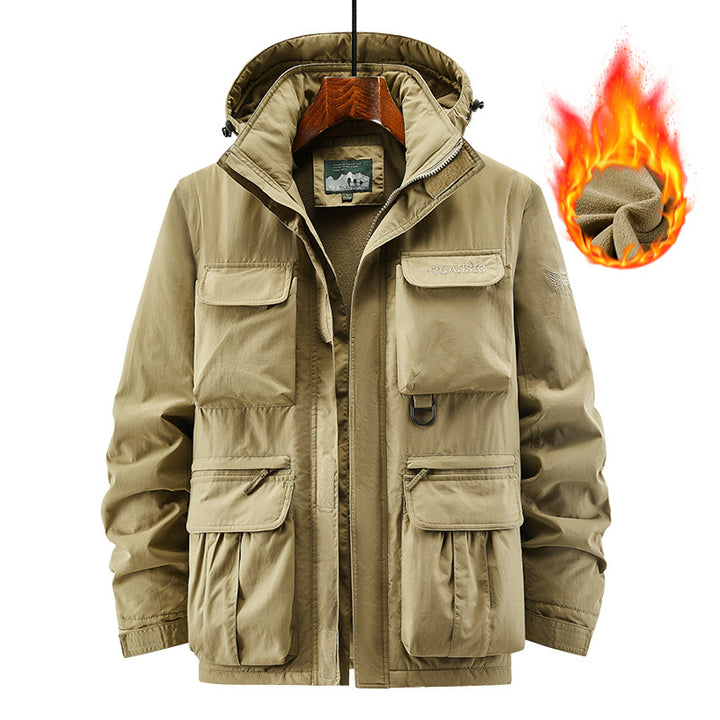 Herren Thermisch Gefütterte Fieldjacke mit Kapuze und Kunstfell-Innenfutter Drune
