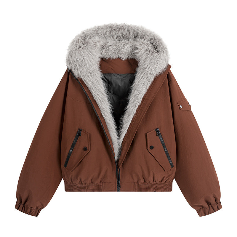 Damen Trendige Fleecejacke mit abnehmbarer Kapuze