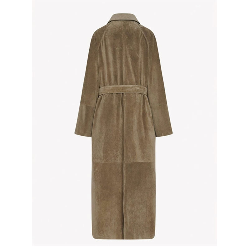 Damen Eleganter und modischer Trenchcoat aus hochwertigem Wildleder Drune