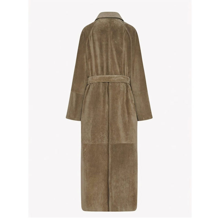 Damen Eleganter und modischer Trenchcoat aus hochwertigem Wildleder Drune
