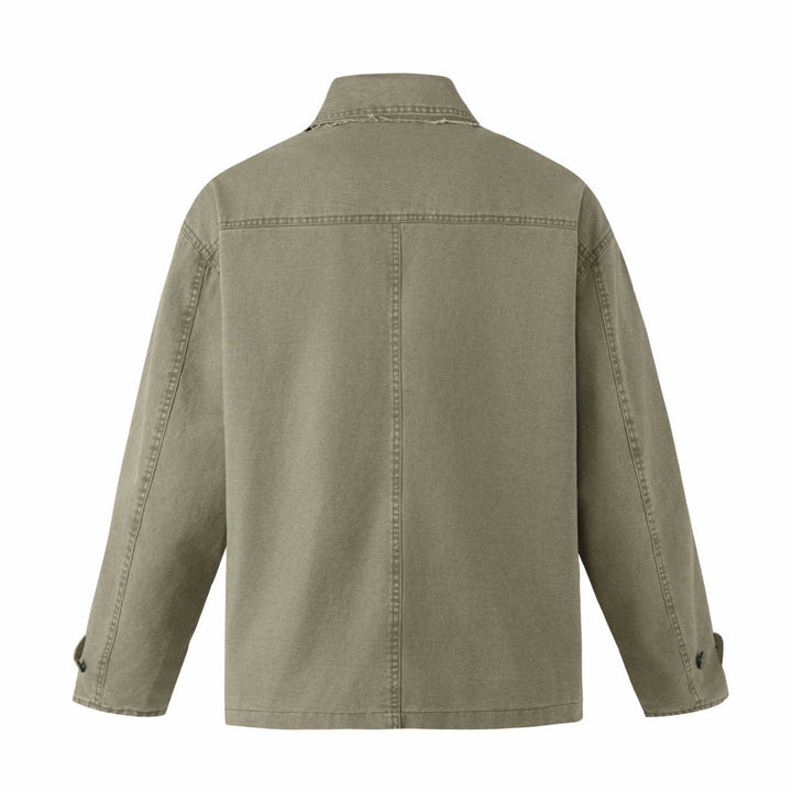 Unisex Robuste Canvas-Workwear‑Blouson mit doppelter Knopfreihe, aufgesetzten Fronttaschen und verstärkten Ärmeln Drune