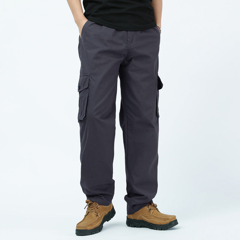 Herren Weite Cargohose mit aufgesetzten Pattentaschen, verstellbarem Beinabschluss und elastischem Bund Drune
