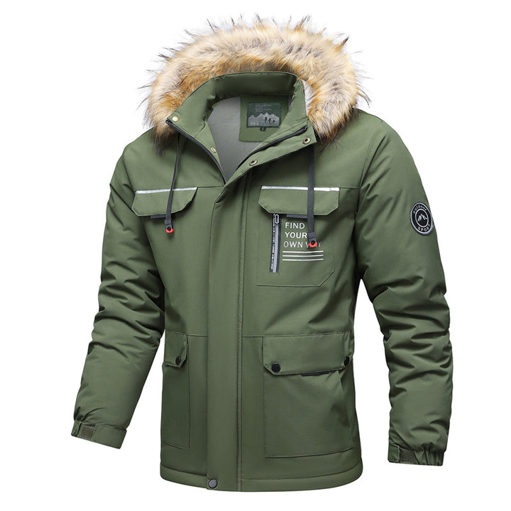 Herren Multifunktionale Winterjacke mit Fellkragen Drune